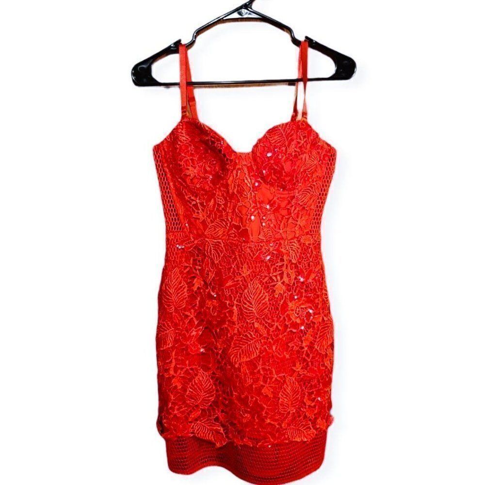 Ark & Co Red Lace Appliqué Dress